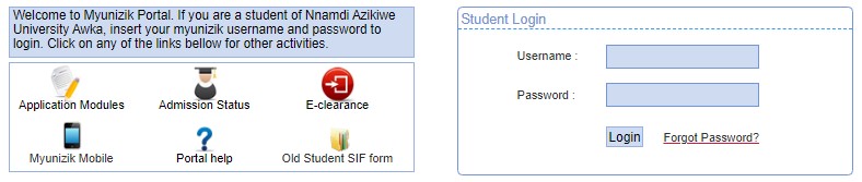 UNIZIK Postgraduate Students Login Portal