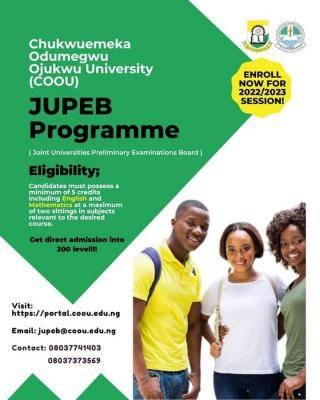 COOU JUPEB Admission Form For 2022/2023 Session