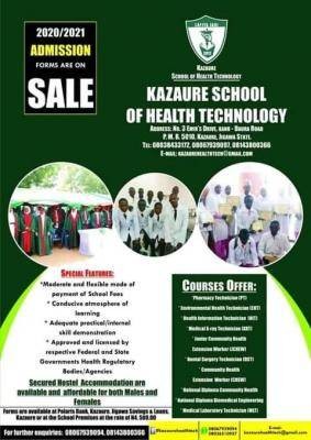 Kazaure School of Health admission form for 2020/2021 session