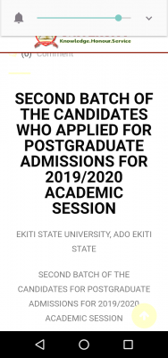 EKSU 2nd batch postgraduate admission list for 2019/2020 session