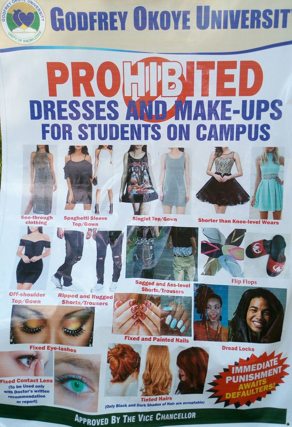 Godfrey Okoye University Prohibited Dresses