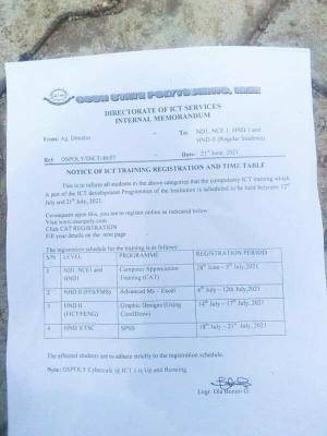 OSPOLY ICT training registration and timetable