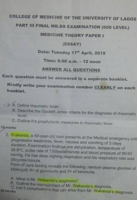 See How A UNILAG Lecturer Proved He Is A BLACK PANTHER FAN During An Exam