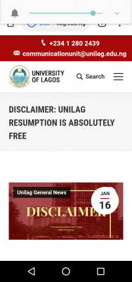 UNILAG disclaimer notice on payment of online lectures & examinations