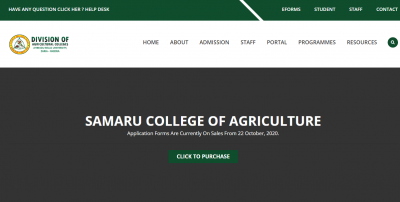 Samaru College of Agriculture for 2020/2021 session