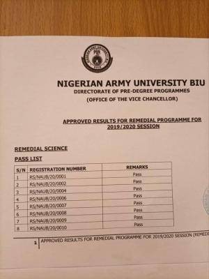 NAUB releases 2019/2020 remedial results