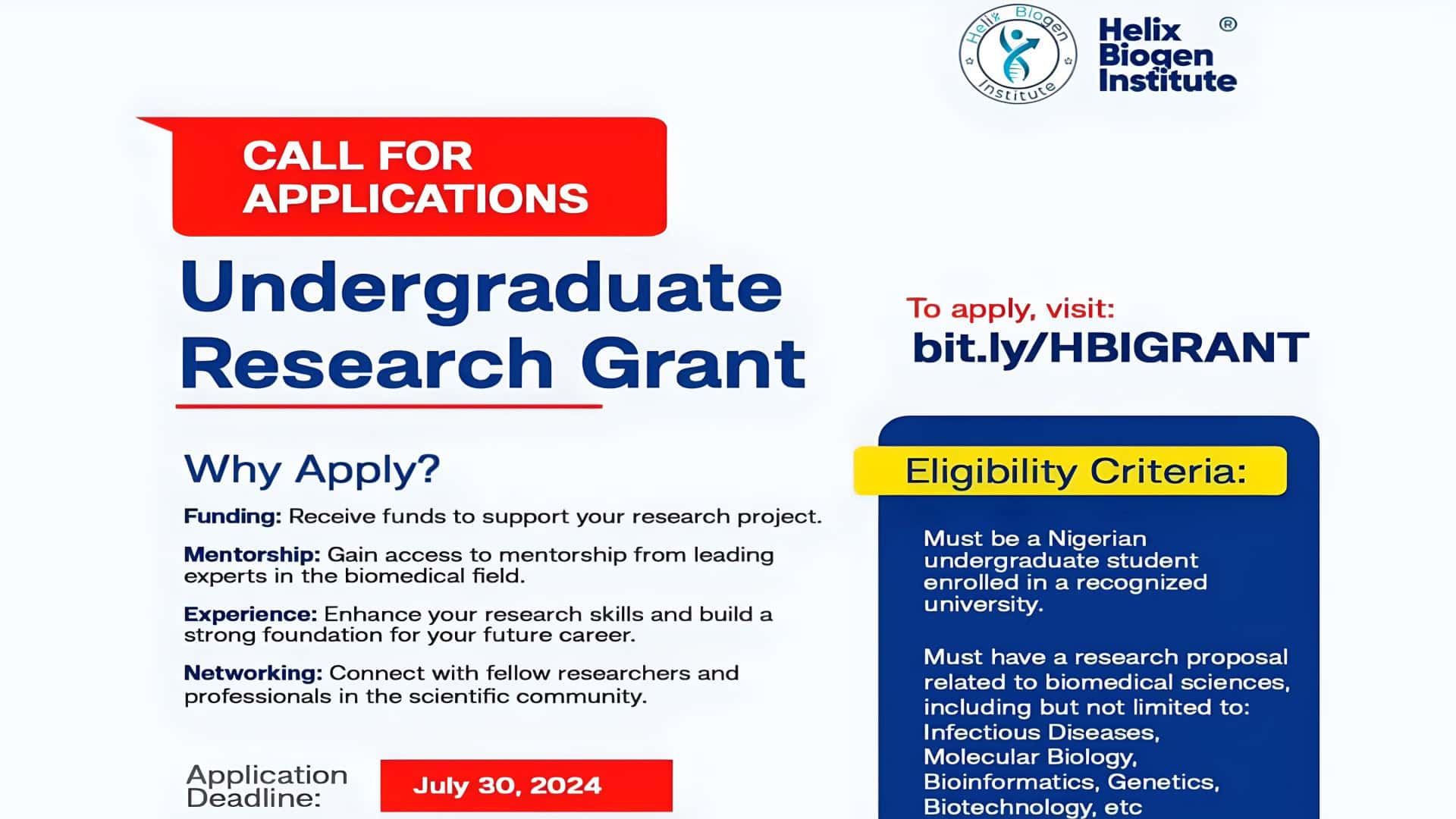 Helix Biogen Institute Project Research Grant 2024