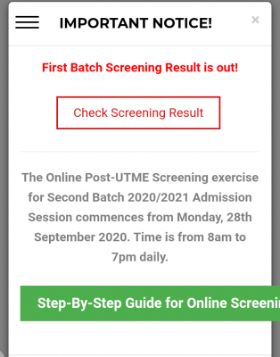 ABUAD Post-UTME screening results for 2020/2021 session is out