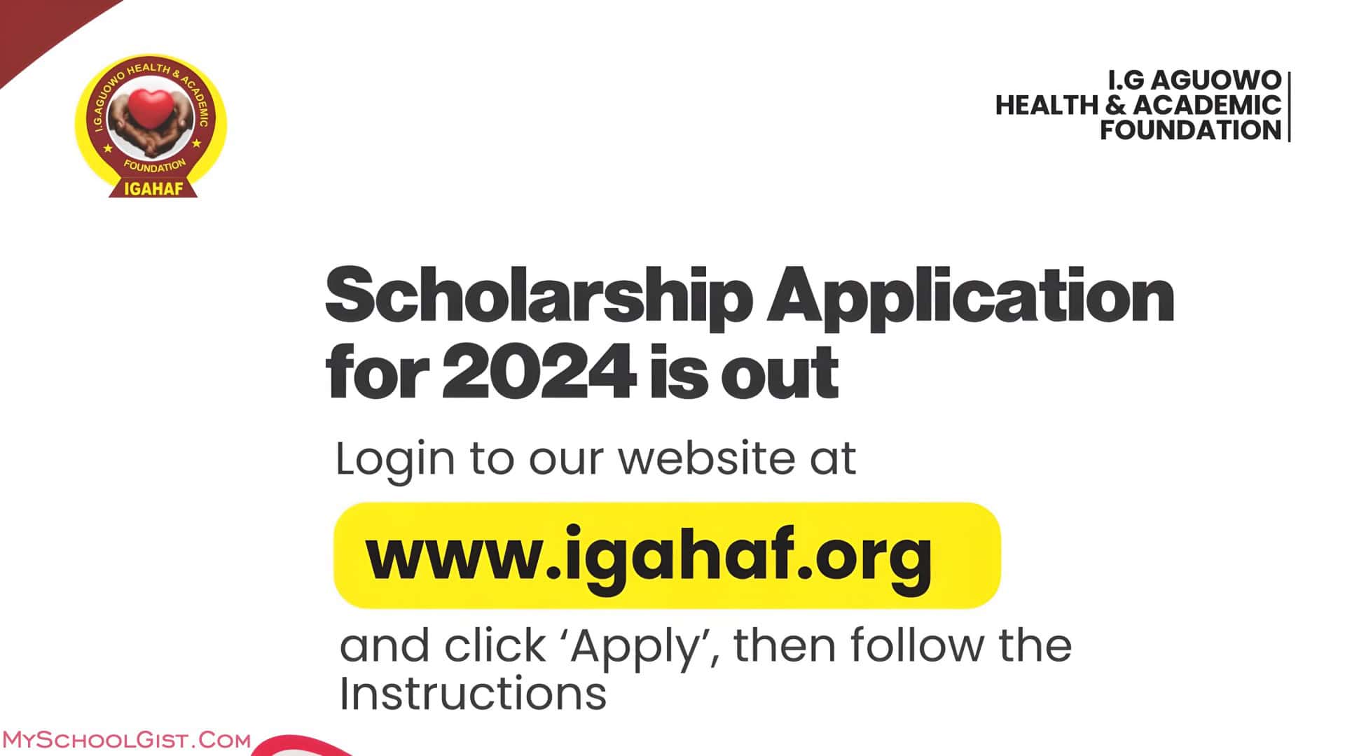 IG Aguowo Health and Academic Foundation Scholarship 2024