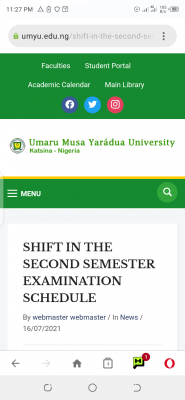 UMYU shifts 2nd semester exams scheduled between July 19th - 24th