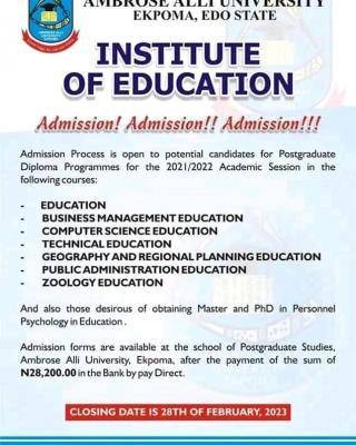 AAU Institute of Education admission form, 2021/2022