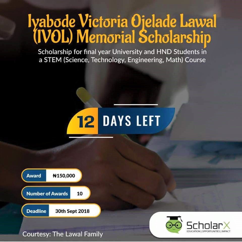 Iyabode Victoria Ojelade Lawal IVOL Memorial Scholarship