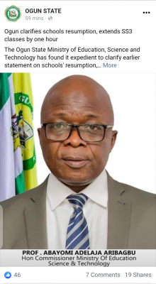 Ogun State Clarifies Schools Resumption