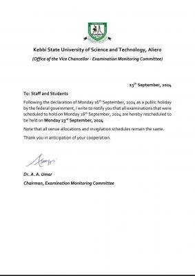 KSUSTA reschedules exams stated on 16th Sept