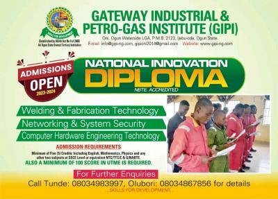 Gateway Industrial & Petro-Gas Institute releases ND admission form,  2023/2024