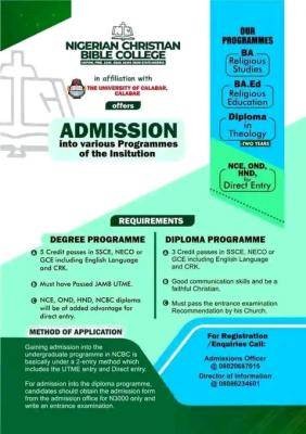 NCBC Ukpom admission form, 2023/2024