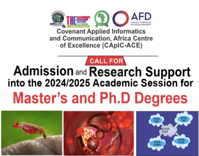 Covenant University Call for Admission and Research Support (Masters and Ph.D), 2024/2025