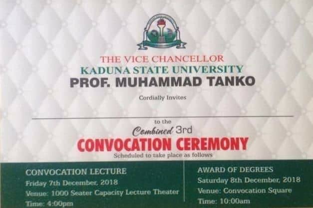 KASU 3rd Combined Convocation Ceremony Programme of Events