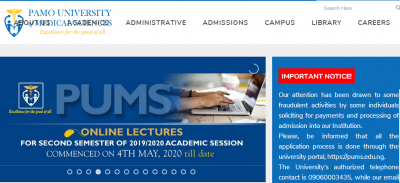 PAMO University of medical sciences scam alert notice