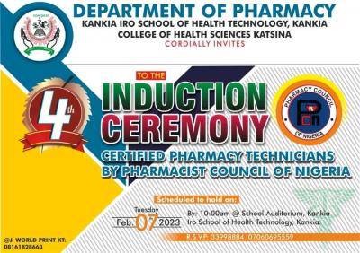 College of Health Sciences, Katsina Dept. of Pharmacy 4th induction ceremony holds 7th Feb