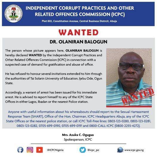 TASUED suspends lecturer declared wanted by ICPC for alleged abuse of office