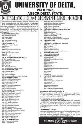 UNIDEL Post-UTME 2024: cut-off mark, eligibility and registration details