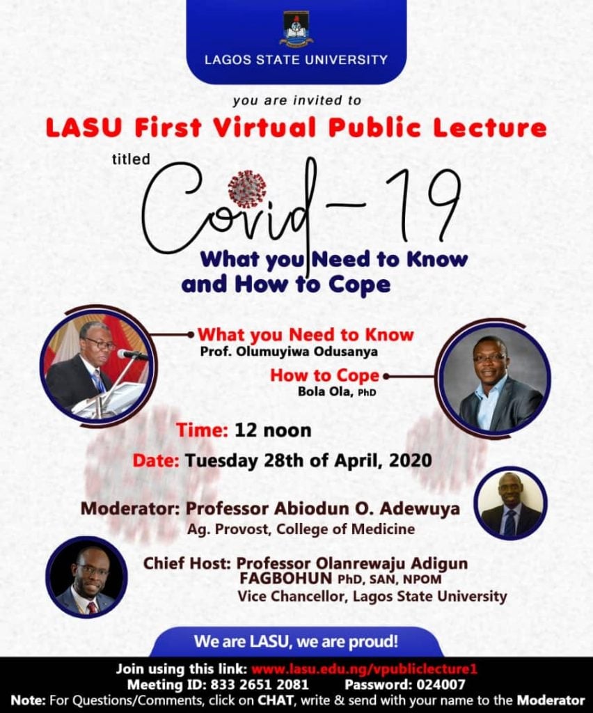 Lagos State University LASU 1st Virtual Public Lecture