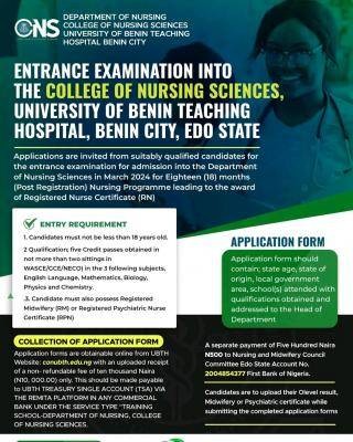 UBTH College of Nursing announces admission into Nursing Science, 2024/2025