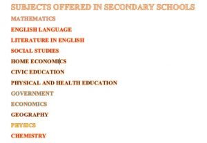 List of Subjects Offered Under Junior Senior Secondary Schools In Nigeria year 1
