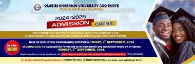 OOU releases postgraduate admission form, 2024/2025