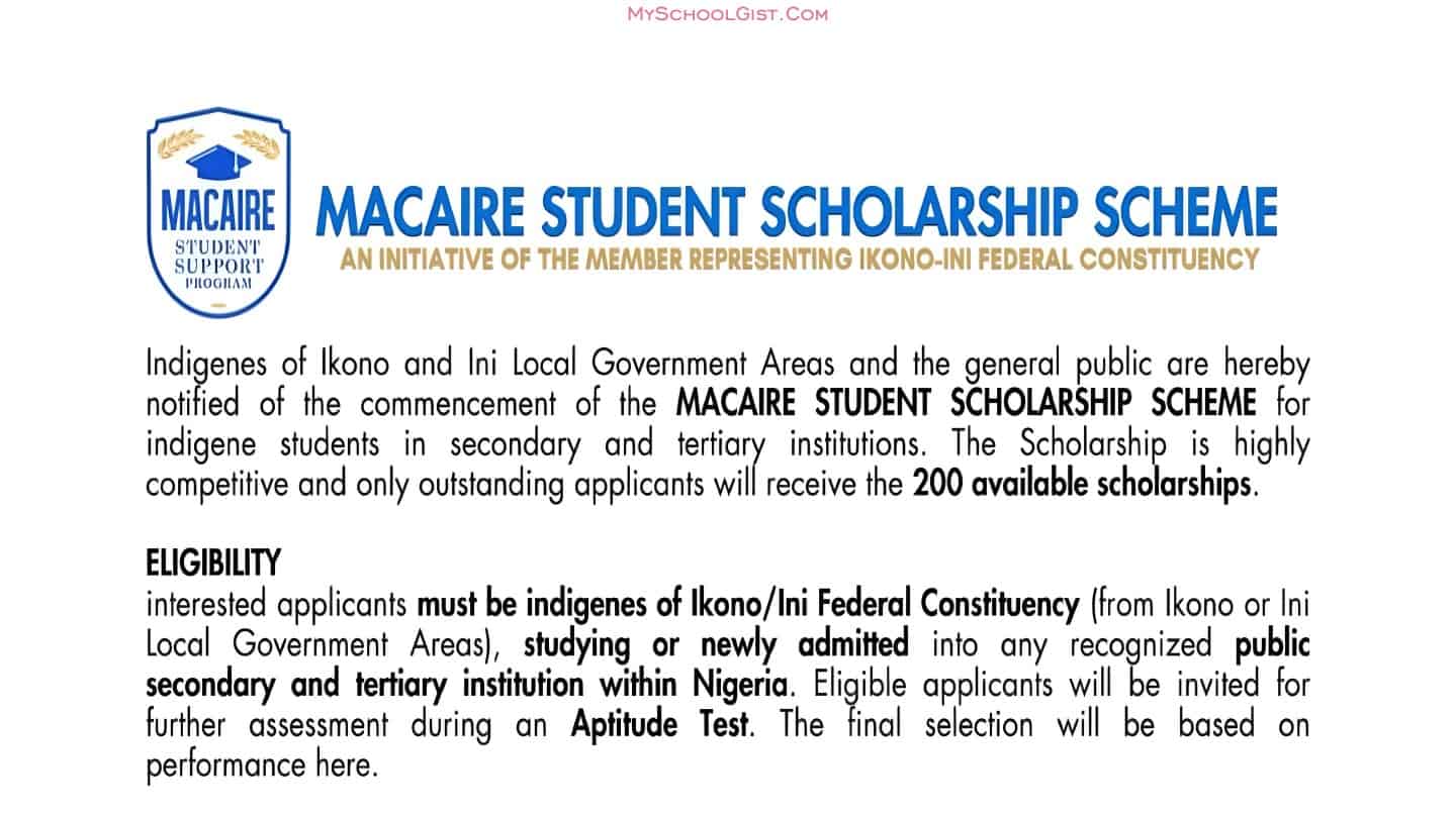 MACAIRE Student Scholarship 2023 for Ikono/Ini Indigenes