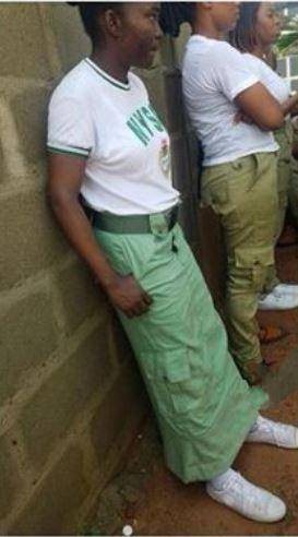 NYSC: Corper Turns Khaki Into Long Skirt, See How She Rocks It