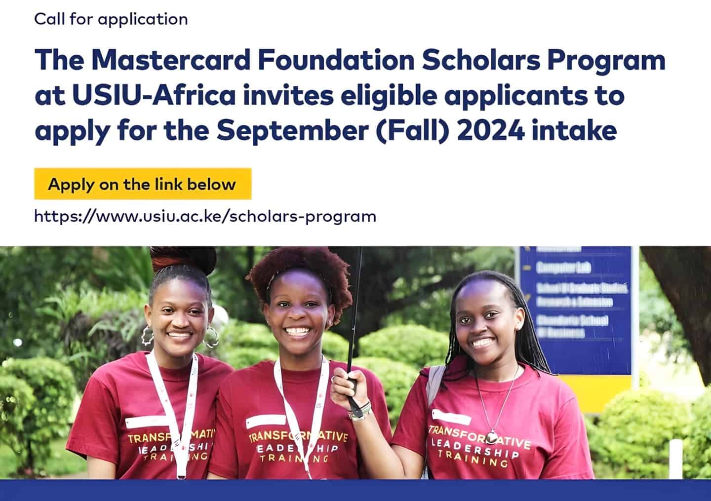 Mastercard Foundation Scholars Program 2024 at USIU – Africa