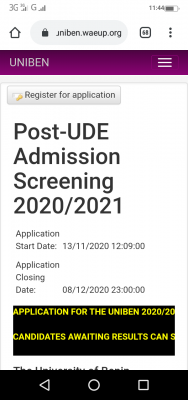 UNIBEN extends Direct Entry registration deadline for 2020/2021 session