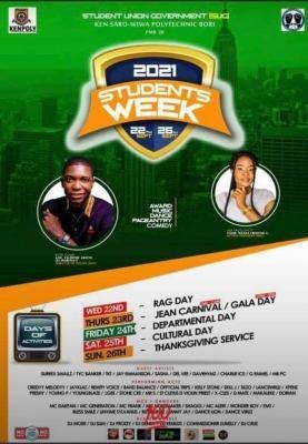 KENPOLY SUG week schedule of events