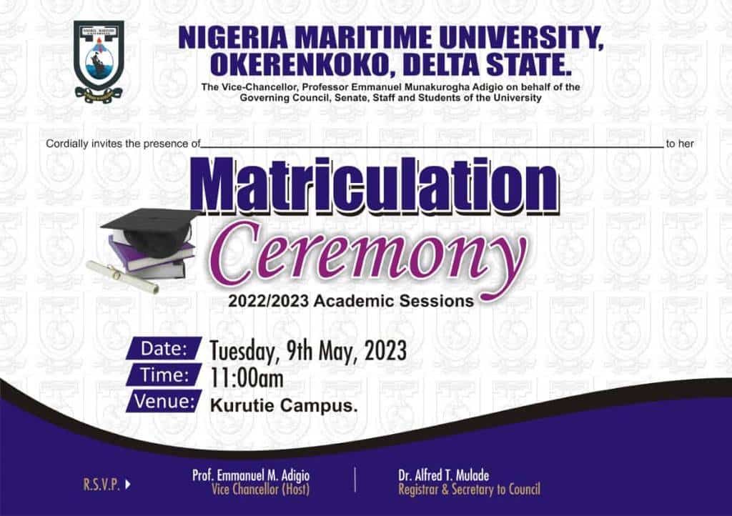 NMU Matriculation Ceremony for 2022/2023 Fresh Students