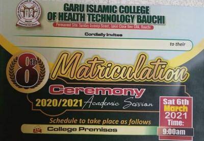 Garu Islamic college of health Technology, Bauchi 8th Matriculation Ceremony