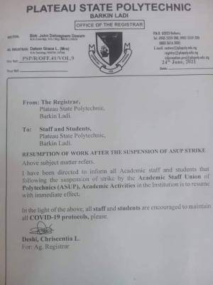 PLAPOLY announces resumption of academic activities