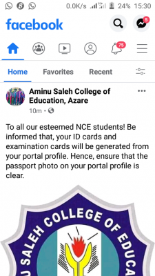 Aminu Saleh COE notice to NCE students