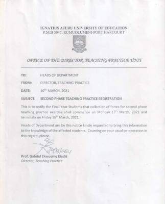 IAUE notice on registration for the 2nd phase of teaching practice