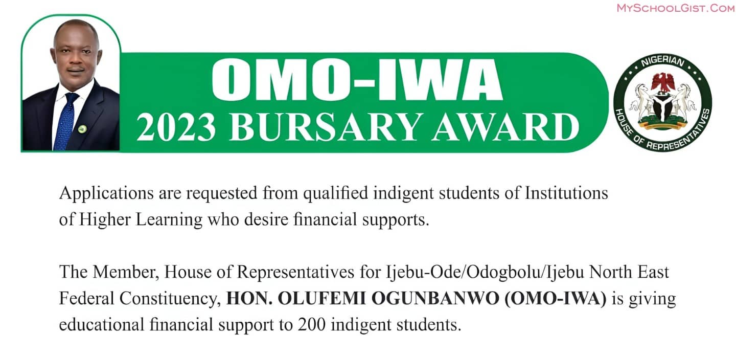 HON. OLUFEMI OGUNBANWO (OMO-IWA) Bursary Award 2023