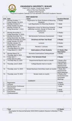 Kwararafa University releases first semester academic calendar, 2024/2025