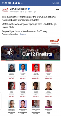 UBA shortlisted finalists for 2020 National Essay Competition