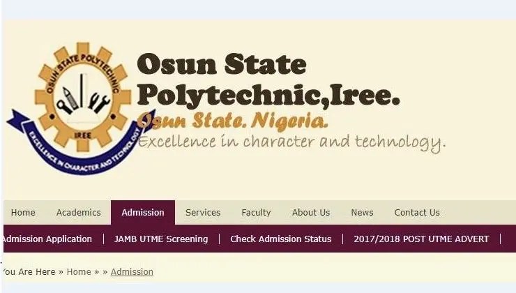 OSPOLY HND Admission Application Form 2024/2025 Session Out