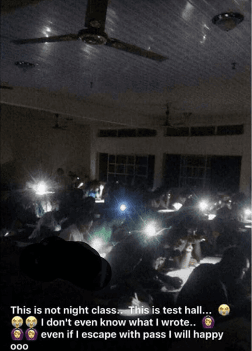 Oko Polytechnic Write Test With Their Phones' Flashlight