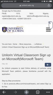 UNILORIN releases virtual classroom guidelines, requirements