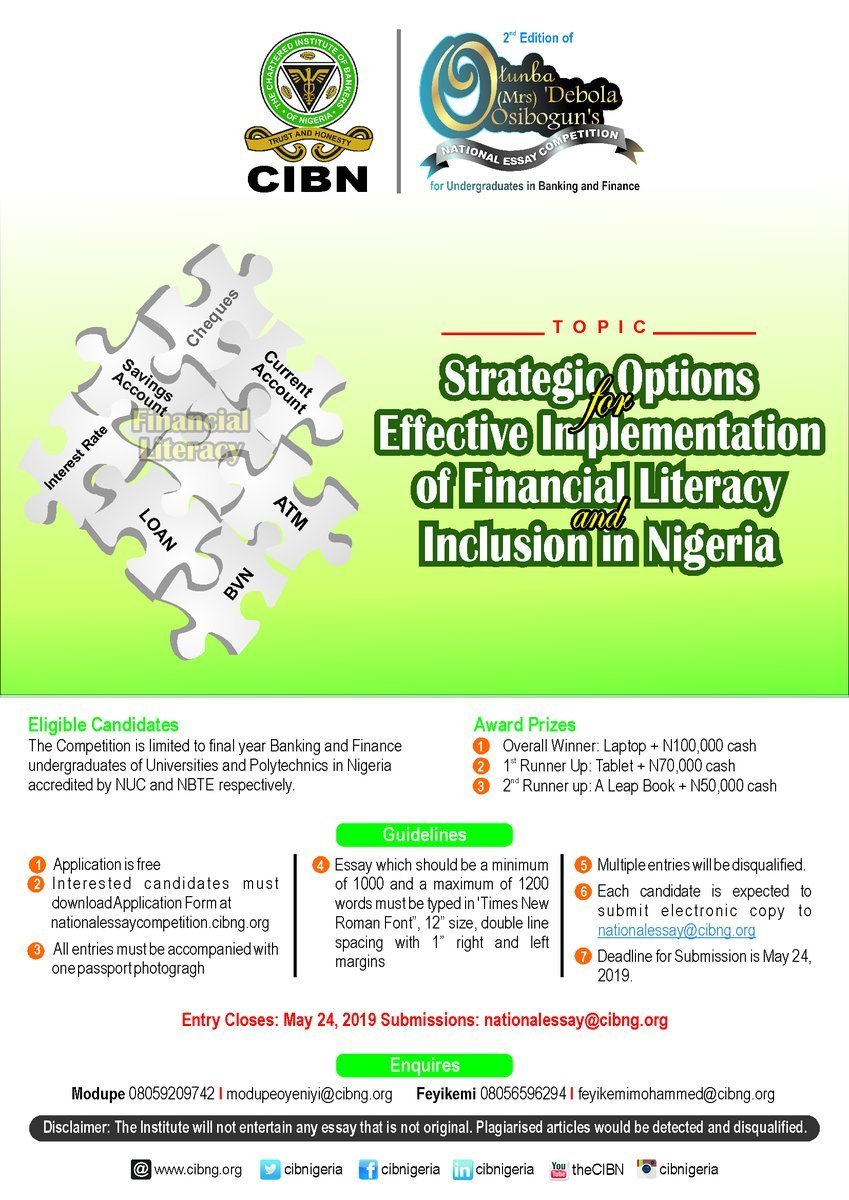 cibn Otunba Debola Osibogun National Essay Competition