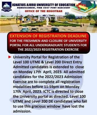 IAUE extends registration deadline and closure of portal for freshmen, 2022/2023