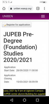 UNIBEN extends JUPEB Pre-Degree registration deadline for 2020/2021 session