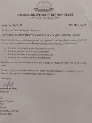 FUBK extends registration for students with special cases